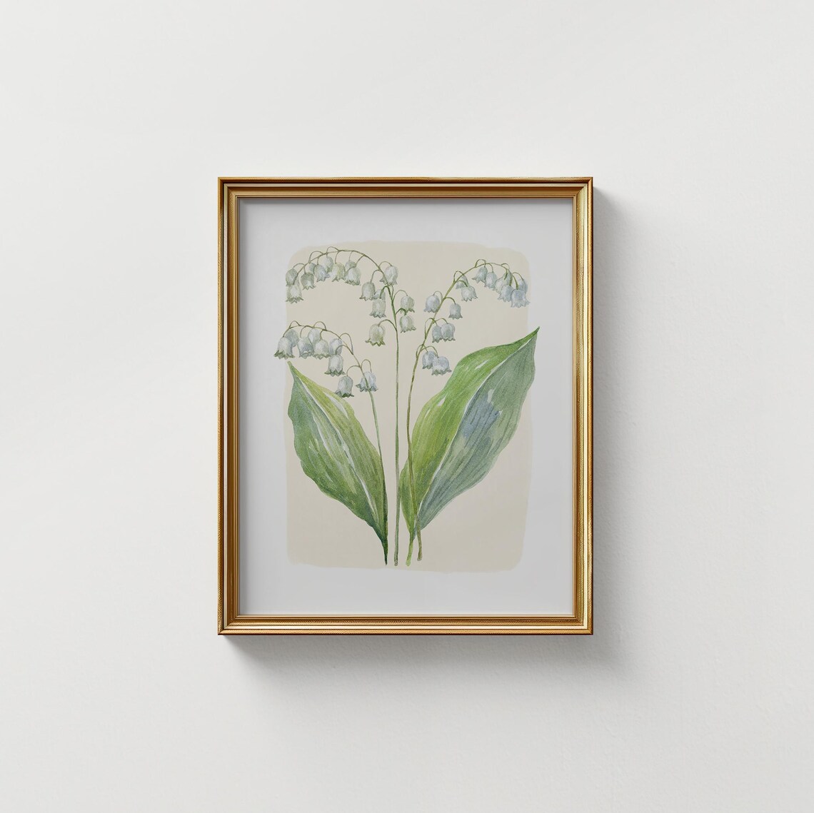 Lily of the Valley White Bells Vintage Garden Botanical Art Print