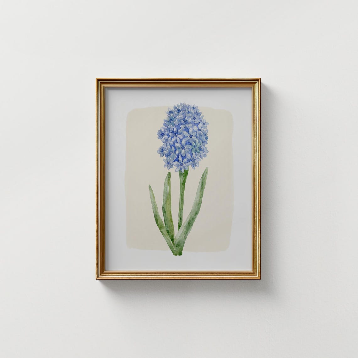 Blue Hyacinth Flower Spike Watercolor Spring Botanical Wall Art Print - Image 5