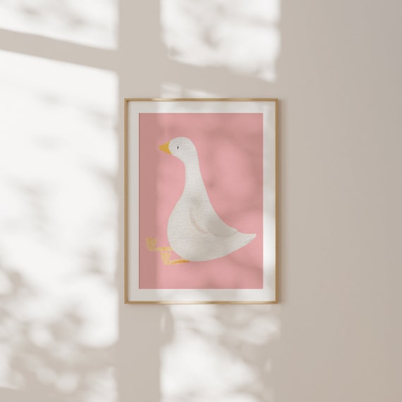 Pink Goose Abstract Painting Wall Art Trendy Decor Instant Art Print Downloads Nursery Decor