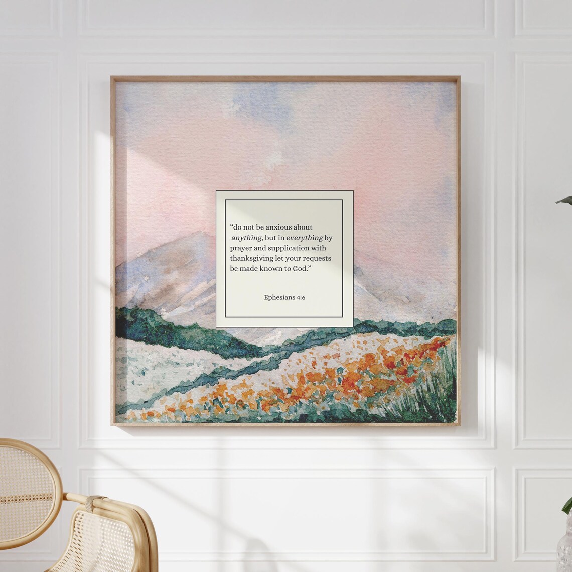 Do Not Be Anxious Scripture, Thin Line Art Print - Image 5