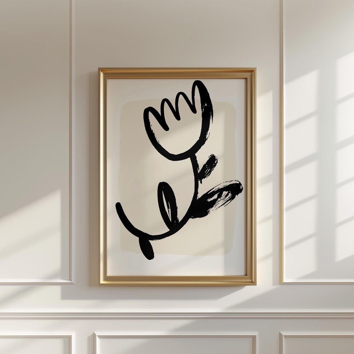 Bold Black Abstract Tulip Ink Brushstroke Modern Botanical Wall Art - Image 4