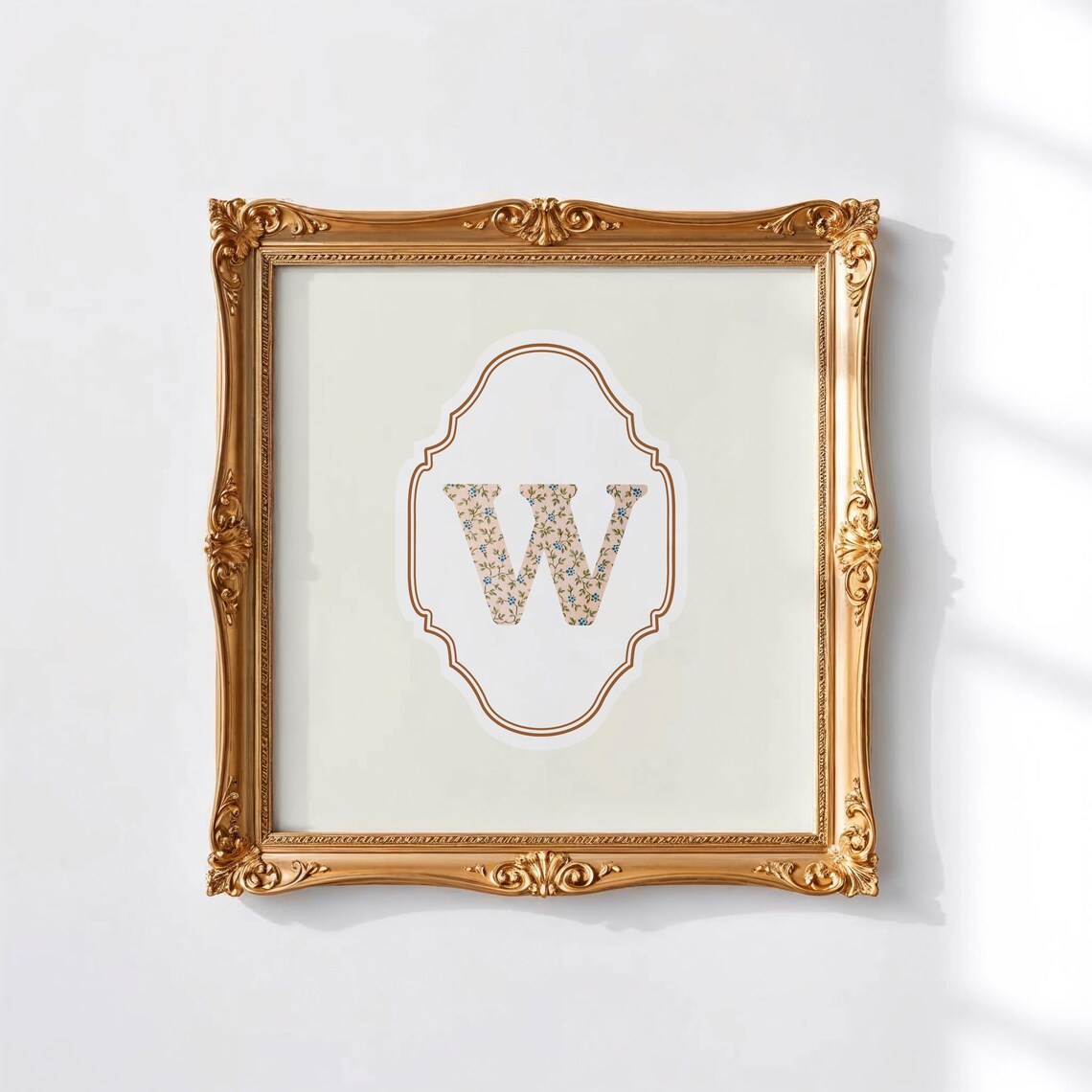 W Square Initial Personalized Gift, Watercolor Art Print