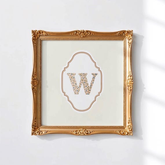 W Square Initial Personalized Gift, Watercolor Art Print