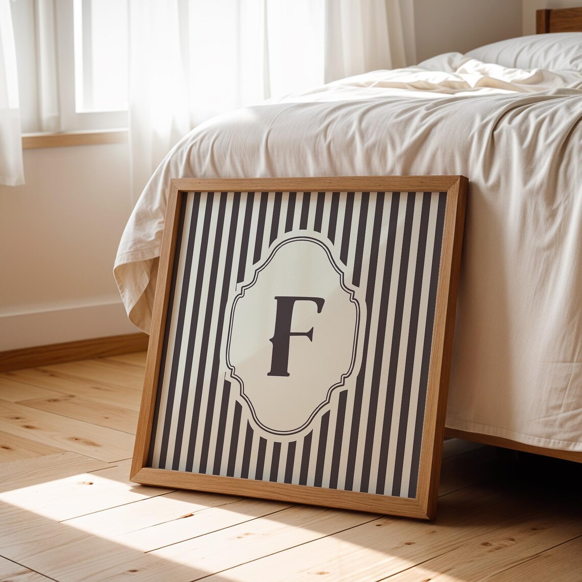 F Square Initial Personalized Watercolor Art Print