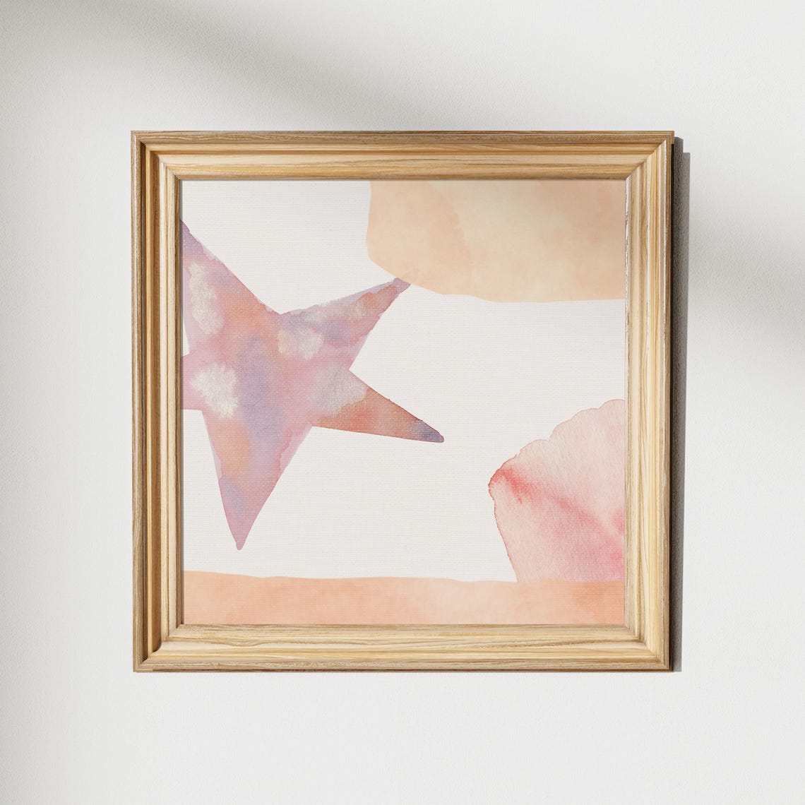 Abstract Pink Watercolor Star Shapes Modern Nursery Decor Poster - Image 2
