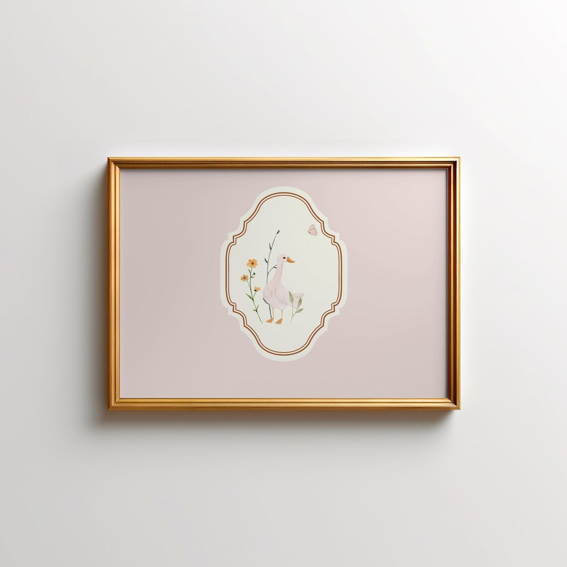 Blush Goose Flowers Butterfly Watercolor Nursery Ornate Poster - Image 5