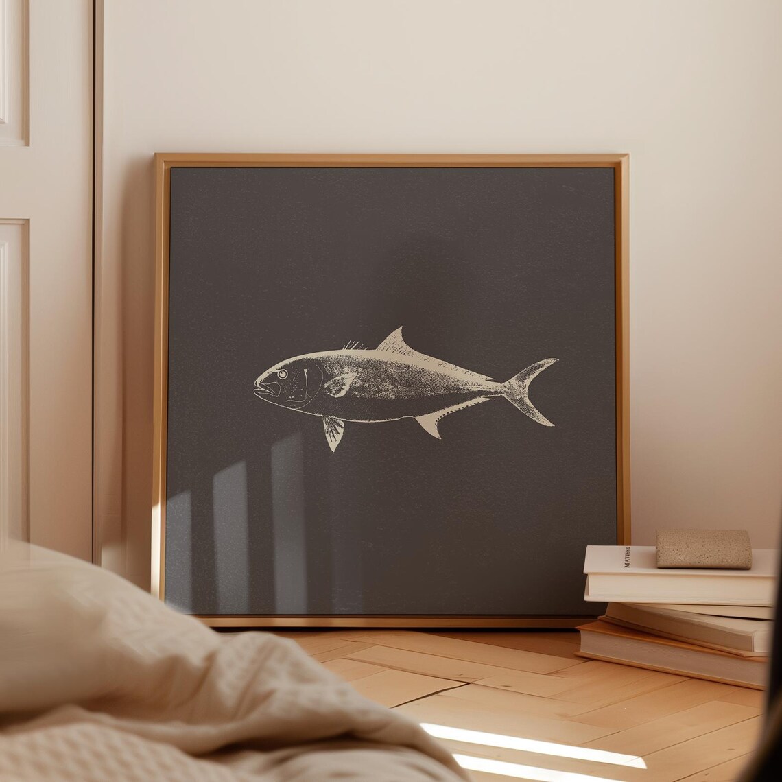 Charcoal Atlantic Fish Art Print, Nautical