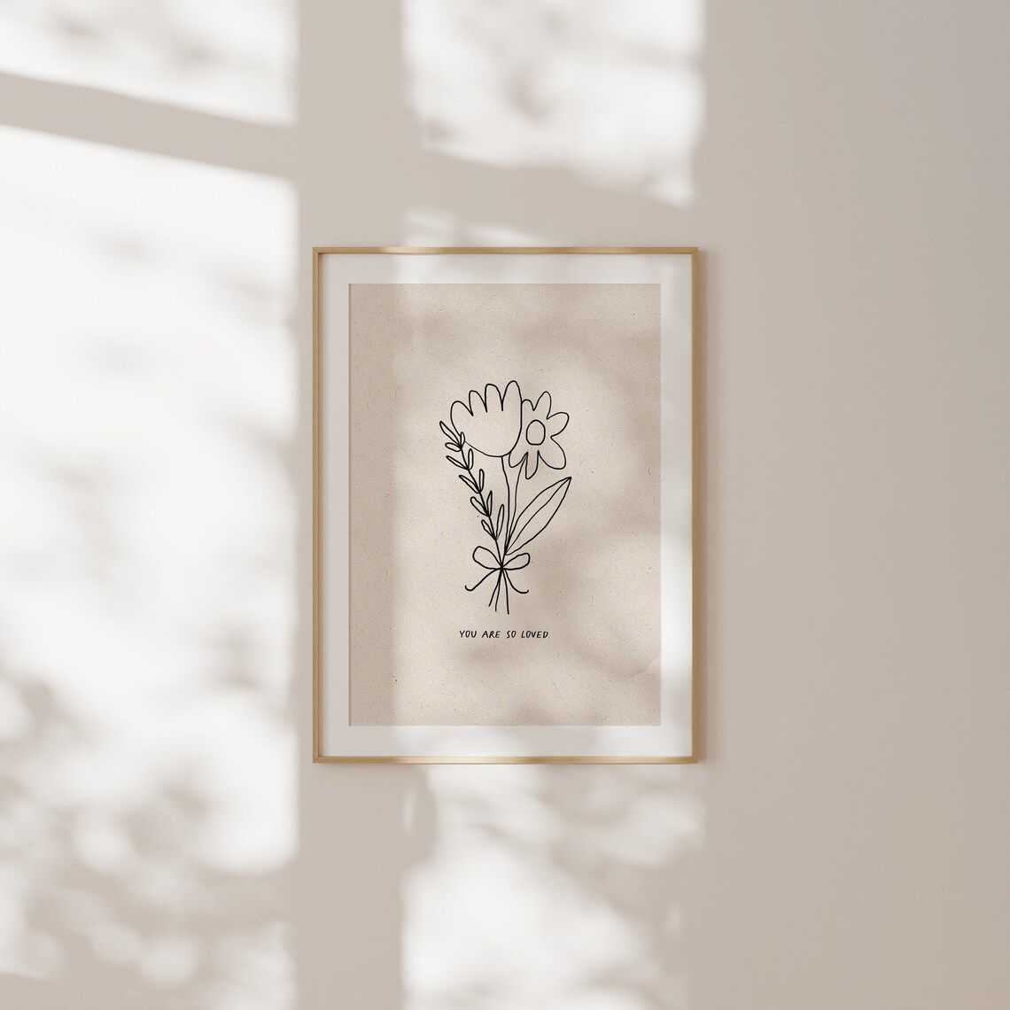 You Are So Loved Line Art Bouquet Minimalist Encouraging Words Poster - Image 3