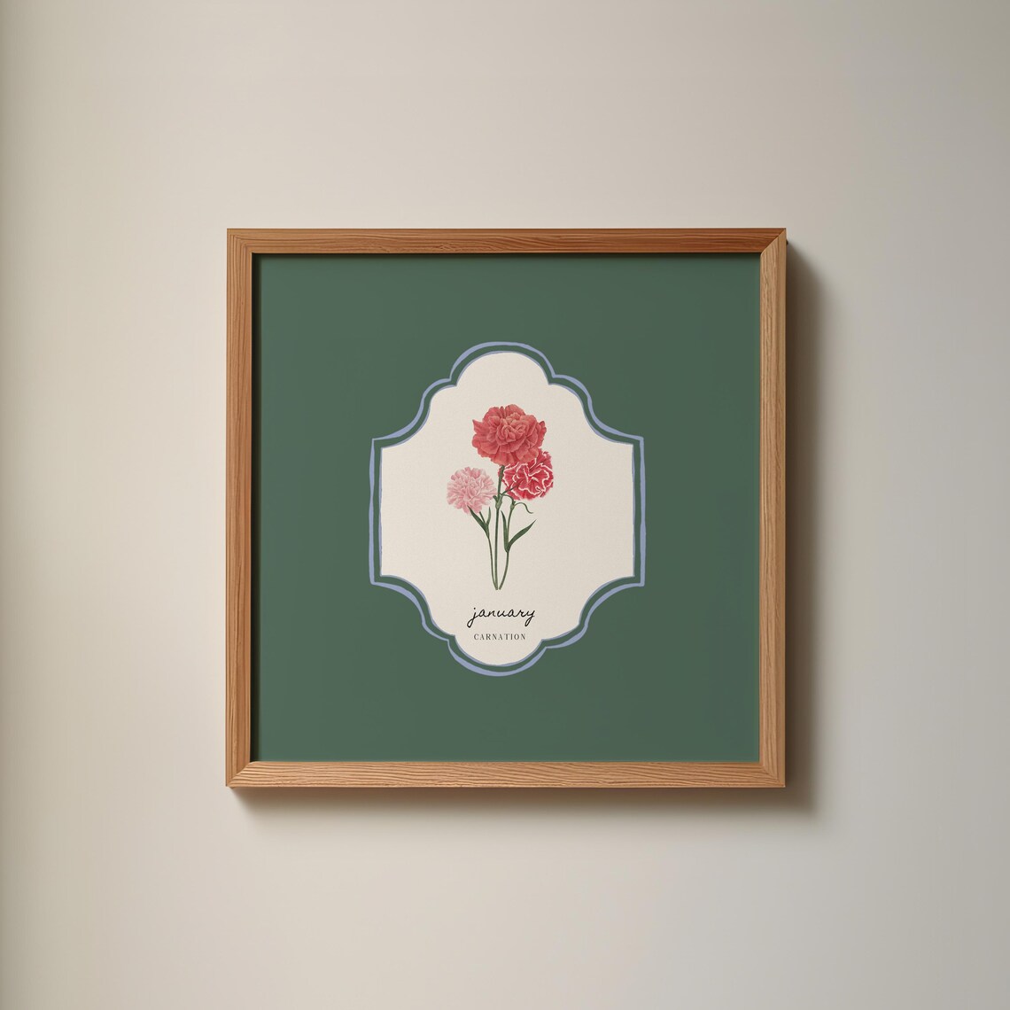 January Carnation - Personalized Floral Print