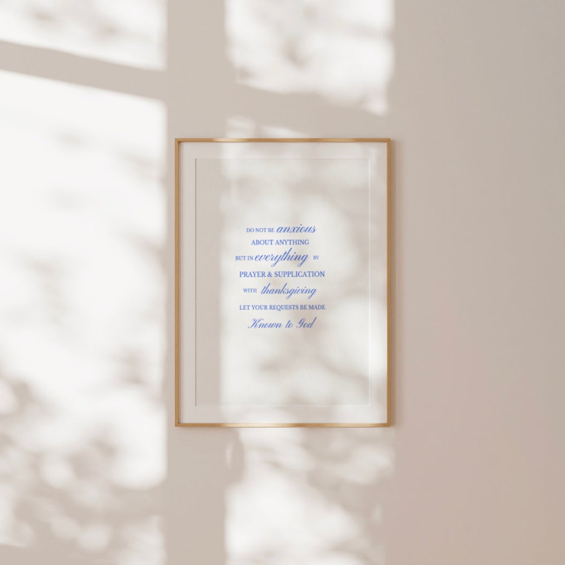 Do Not Be Anxious Blue Scripture Typography Christian Prayer Poster - Image 3