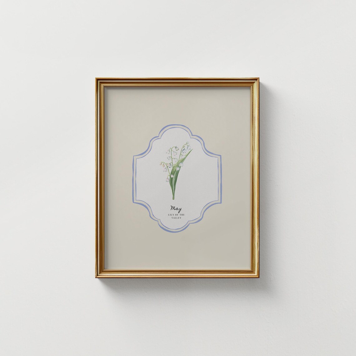 May Lily of the Valley Birth Flower Botanical Cream Vintage Art Print - Image 5