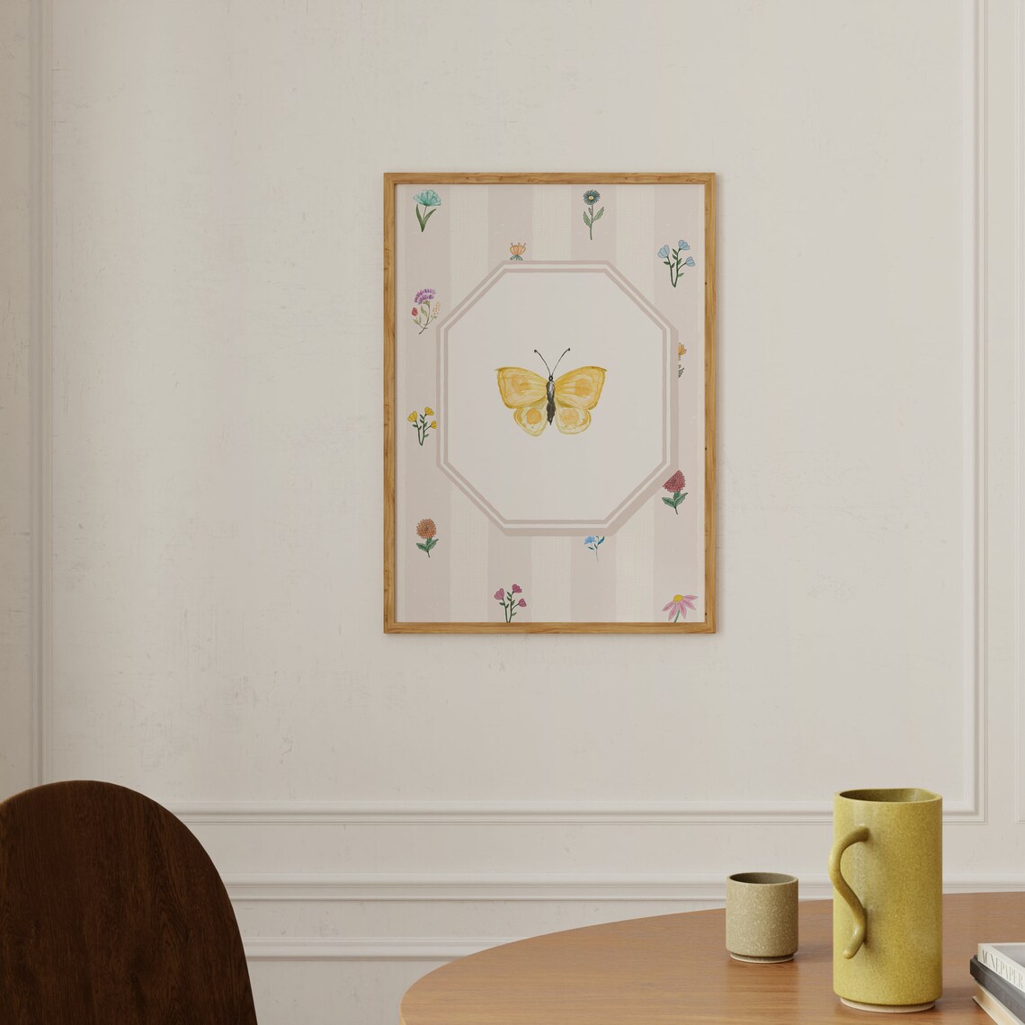 Vintage Floral Butterfly Print, English Garden Decor - Image 2