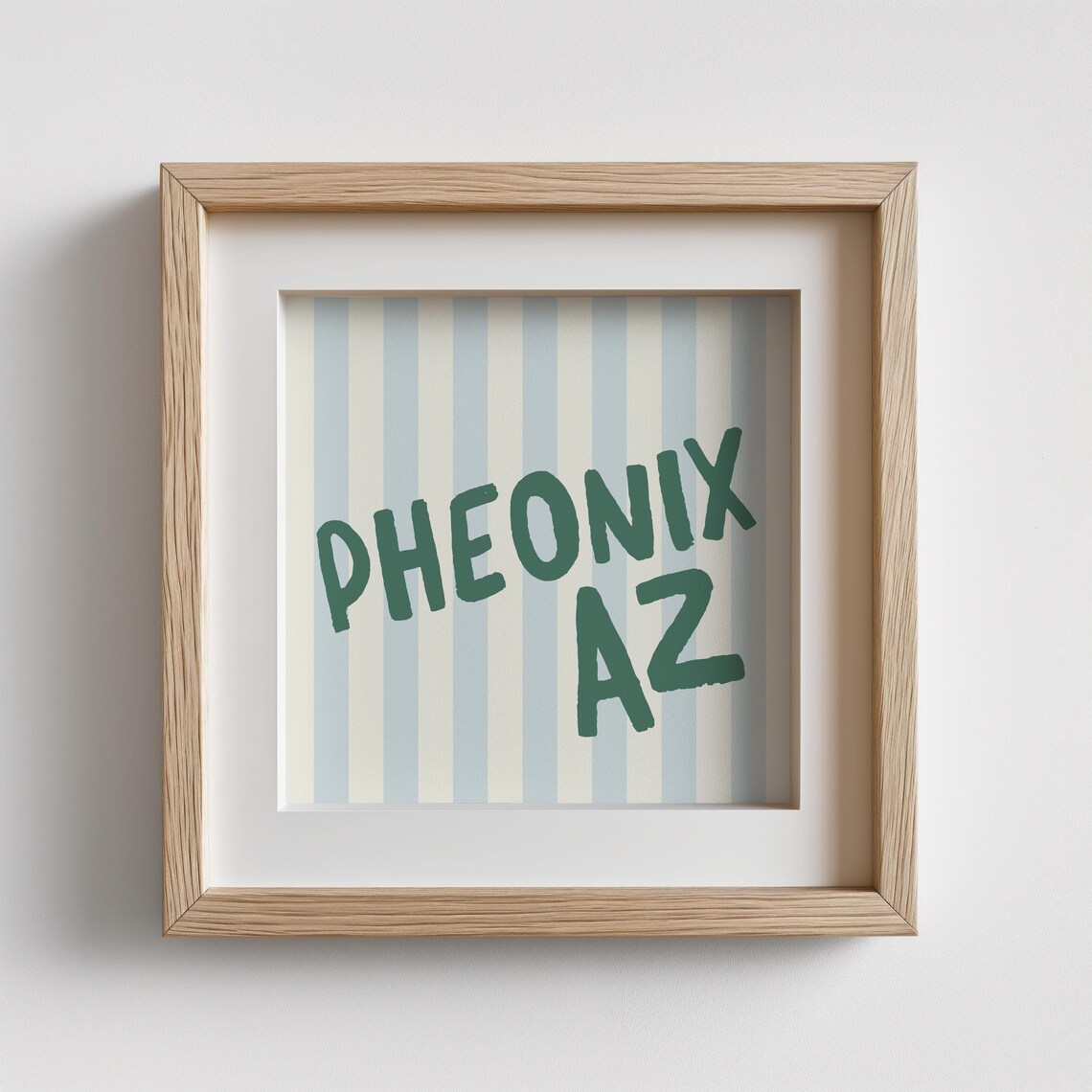 Pheonix Arizona Green Hand Lettered Striped Square City Name Poster - Image 2