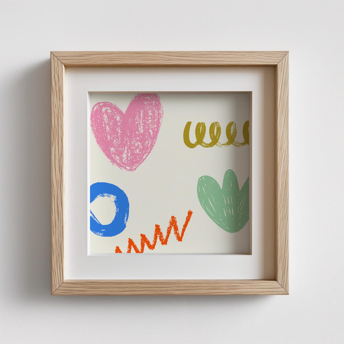 Colorful Doodle Hearts Zigzag Squiggle Playful Kids Nursery Art Poster - Image 3