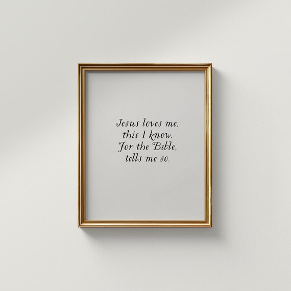 Jesus Loves Me Bible Hymn Vertical Minimalist Christian Scripture Art Poster