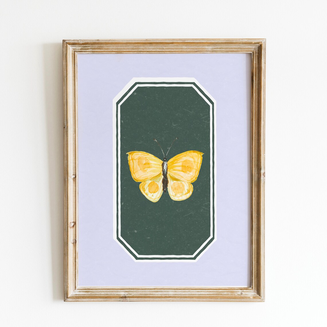 Butterfly Blue Yellow Papillon Art Print, Vintage