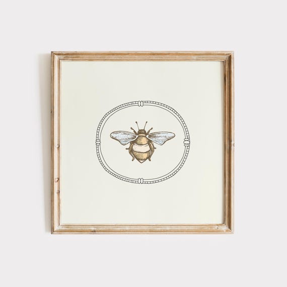 Simple Bumblebee Line Illustration Square Print Instant Wall Art Trendy Decor Living Room Art Nursery