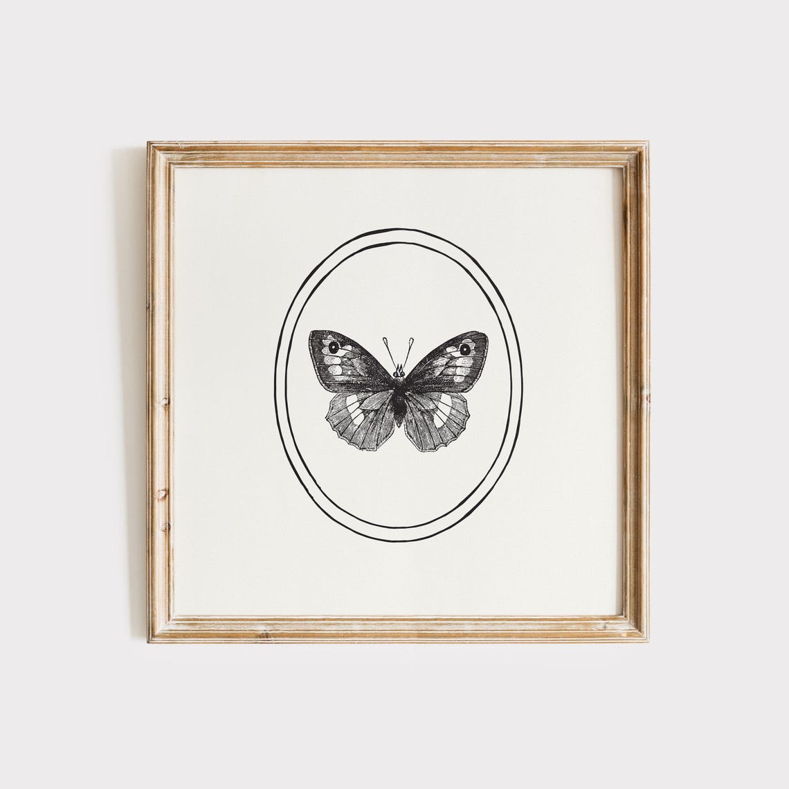 Simple White Butterfly Print Instant Wall Art Trendy Decor Illustration Living Room Cottage Nursery