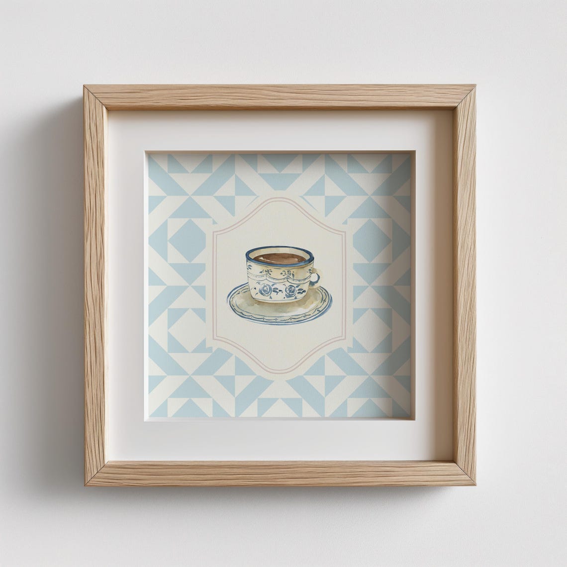 Coffee With Grandma Wall Art Kitchen Living Room Art Blue Thin Line Print Nursery Square Art - Image 3
