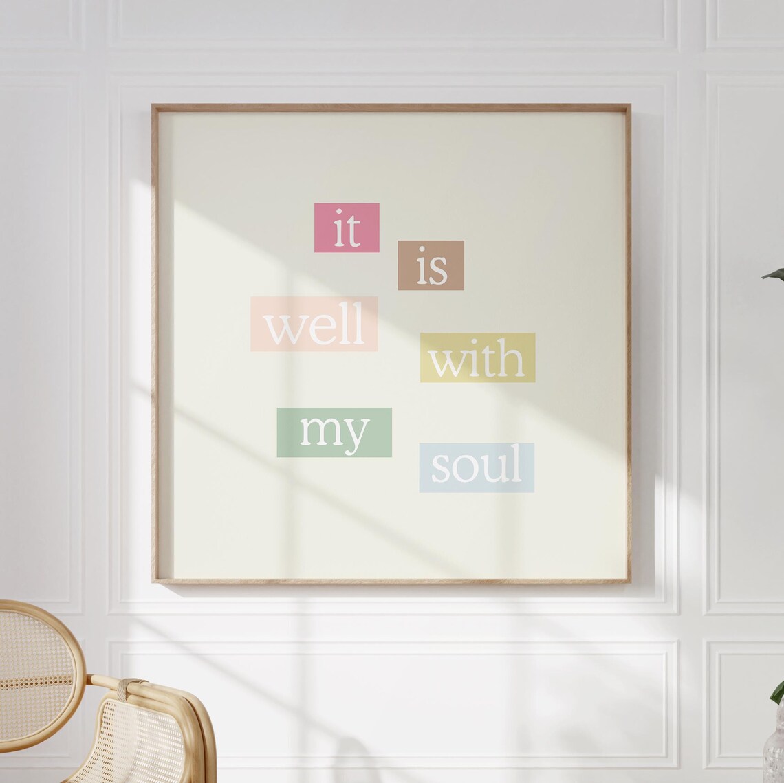 It Is Well With My Soul Quote Poster Pastel Color Block Decor - Image 2