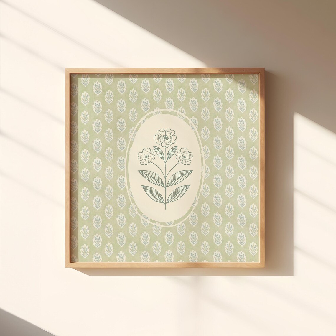 Vintage Floral Wallpaper Square Art Print - Image 5