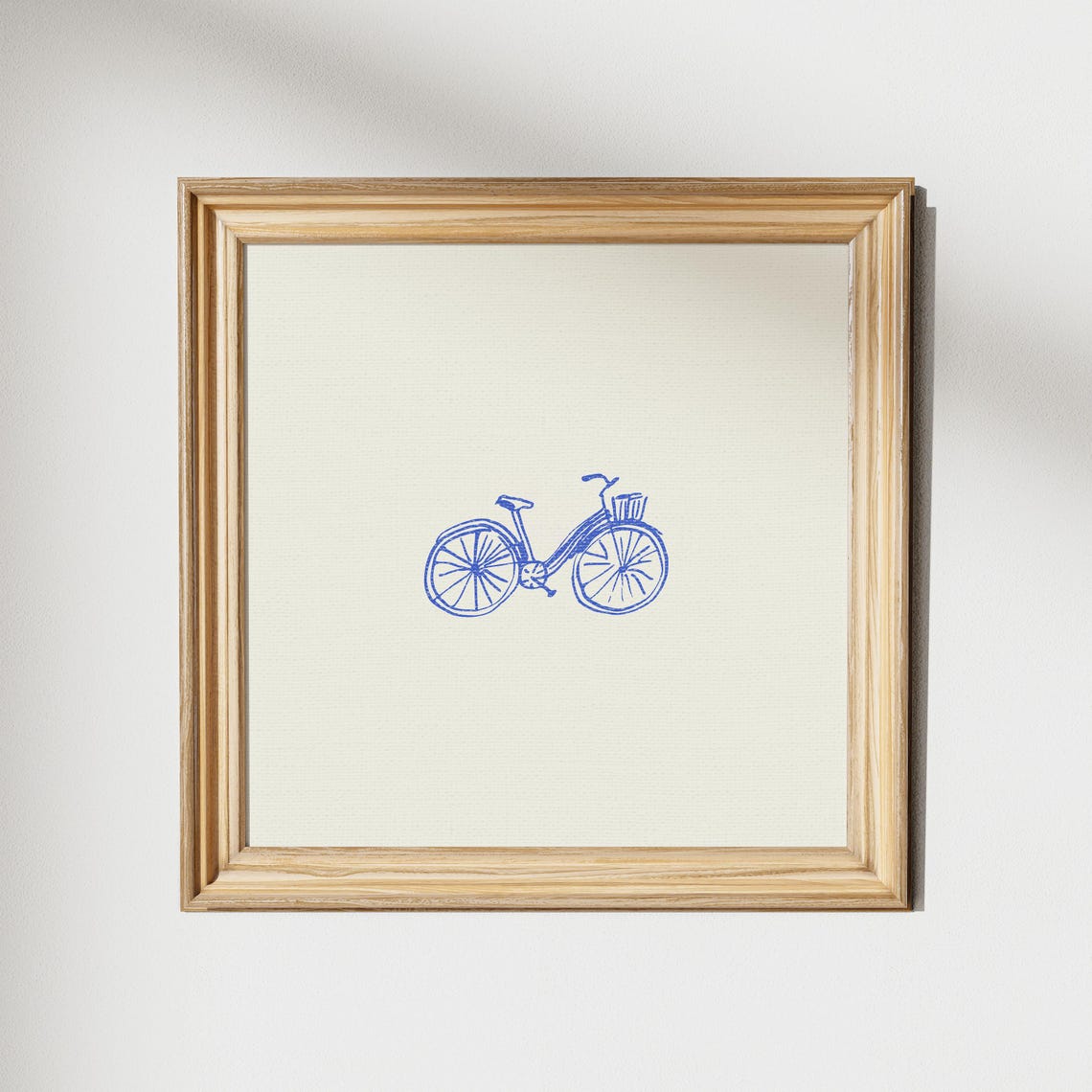 Blue Bicycle Line Drawing Minimalist Cream Bedroom Decor Poster - Image 2