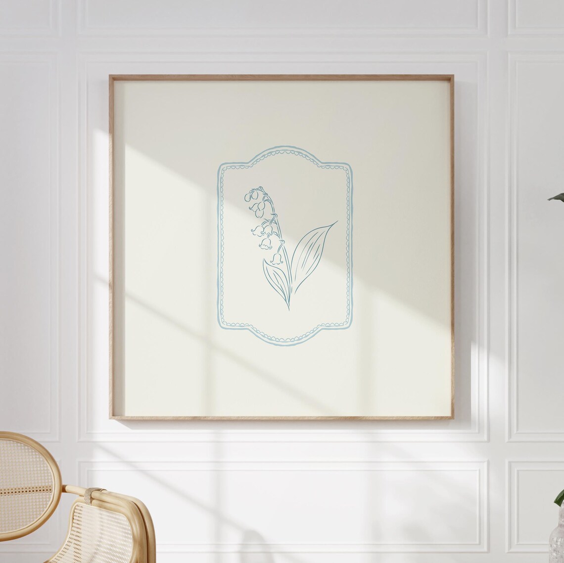 Minimal Blue Lily of the Valley Line Art Nursery Botanical Poster - Image 2