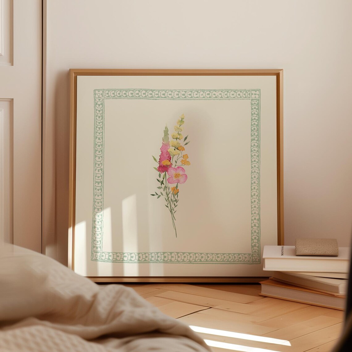 Minimal Floral Print, Cottage Nursery Wall Art