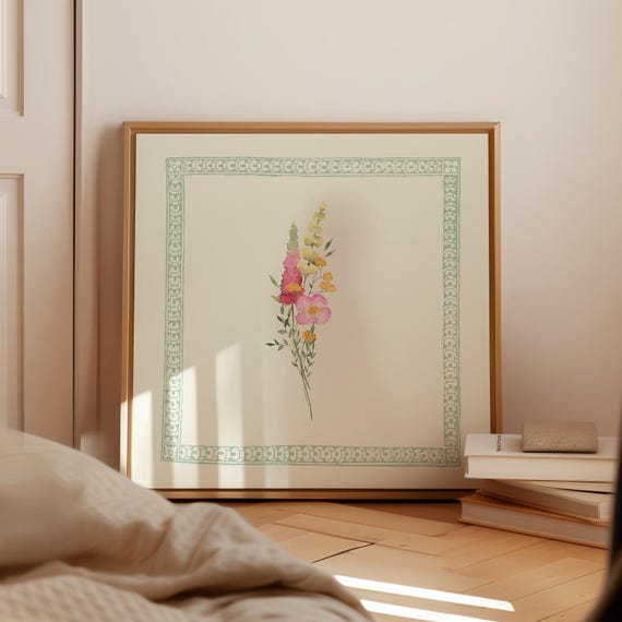 Minimal Floral Print, Cottage Nursery Wall Art