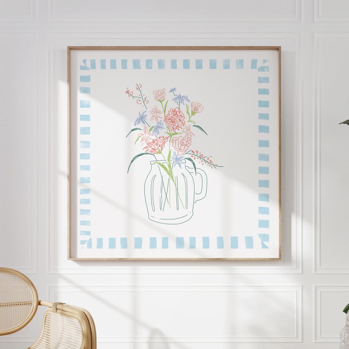 Baby Blue Mason Jar Doodle, Botanical Illustration - Image 5