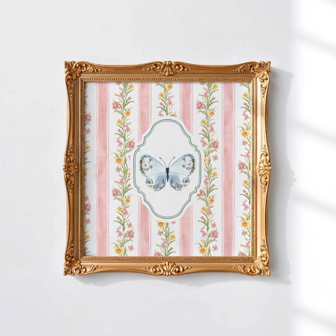 Vintage Butterfly Wallpaper Square Art Print