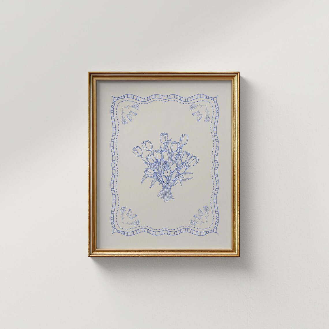 Cobalt Blue Tulip Illustration Wall Art Print - Image 2
