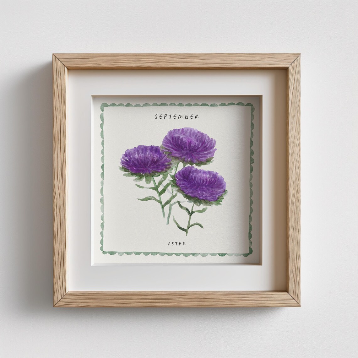 September Aster Watercolor Birth Month Flower Purple Bloom Art Poster - Image 3