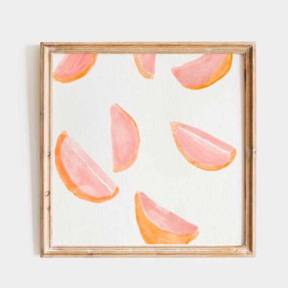 Pink Grapefruit Citrus Slice Watercolor Pattern Kitchen Fruit Poster