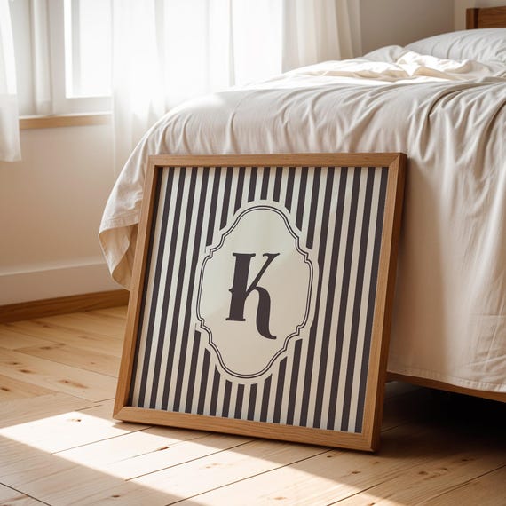 K Square Initial Personalized Gift, Watercolor Art Print