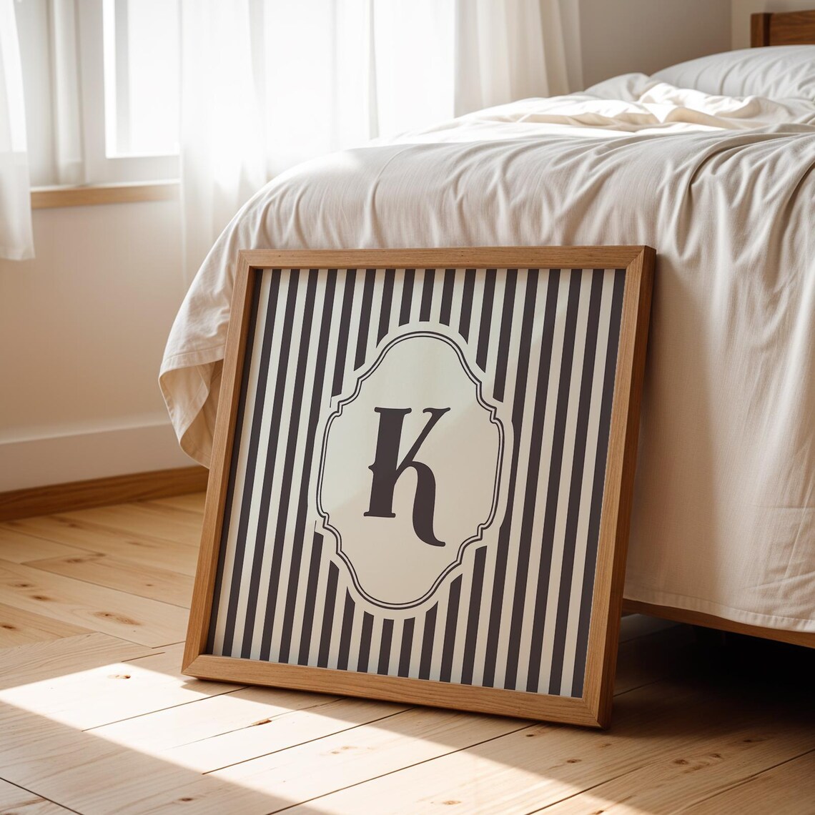 K Square Initial Personalized Gift, Watercolor Art Print