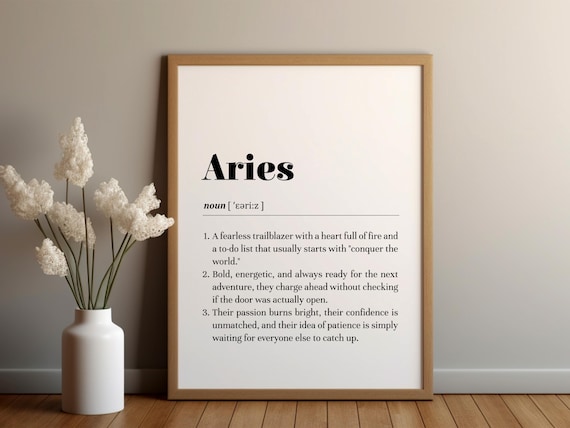Aries Definition Poster Printinstant Downloadzodiac Sign Giftastrology Wall Artaries Sign Decortext Posterapril Birthday Gift Idea