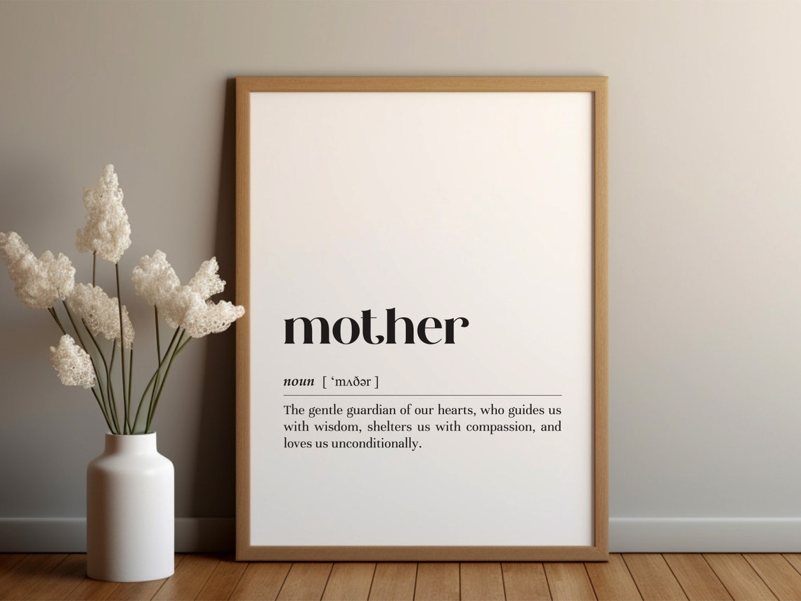 Mother Dictionary Definition Gentle Guardian Typography Poster