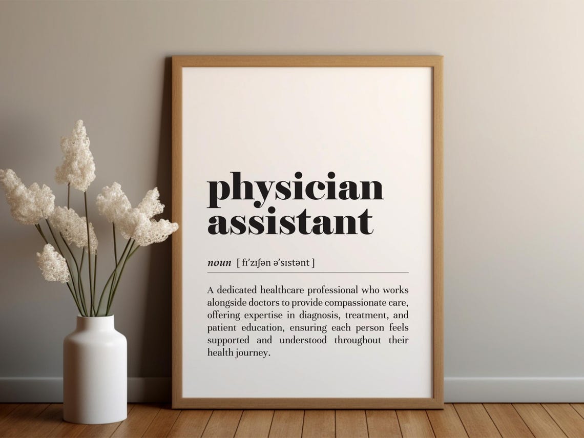 Physician Assistant Dictionary Definition Appreciation Gift Poster