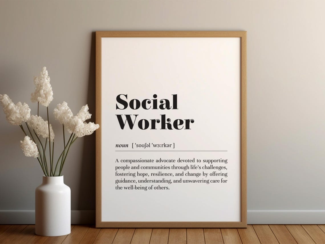 Social Worker Dictionary Definition Appreciation Gift Poster