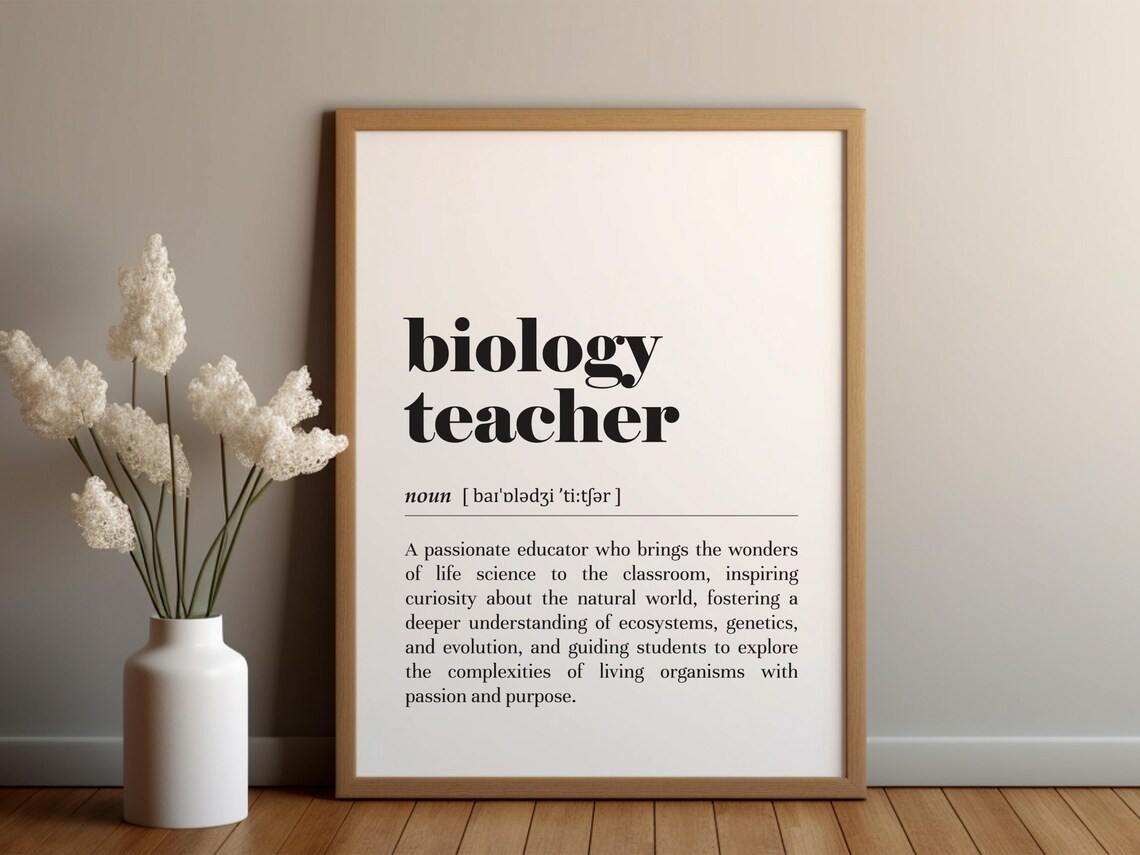 Biology Teacher Definition Art Print, Classroom Gift