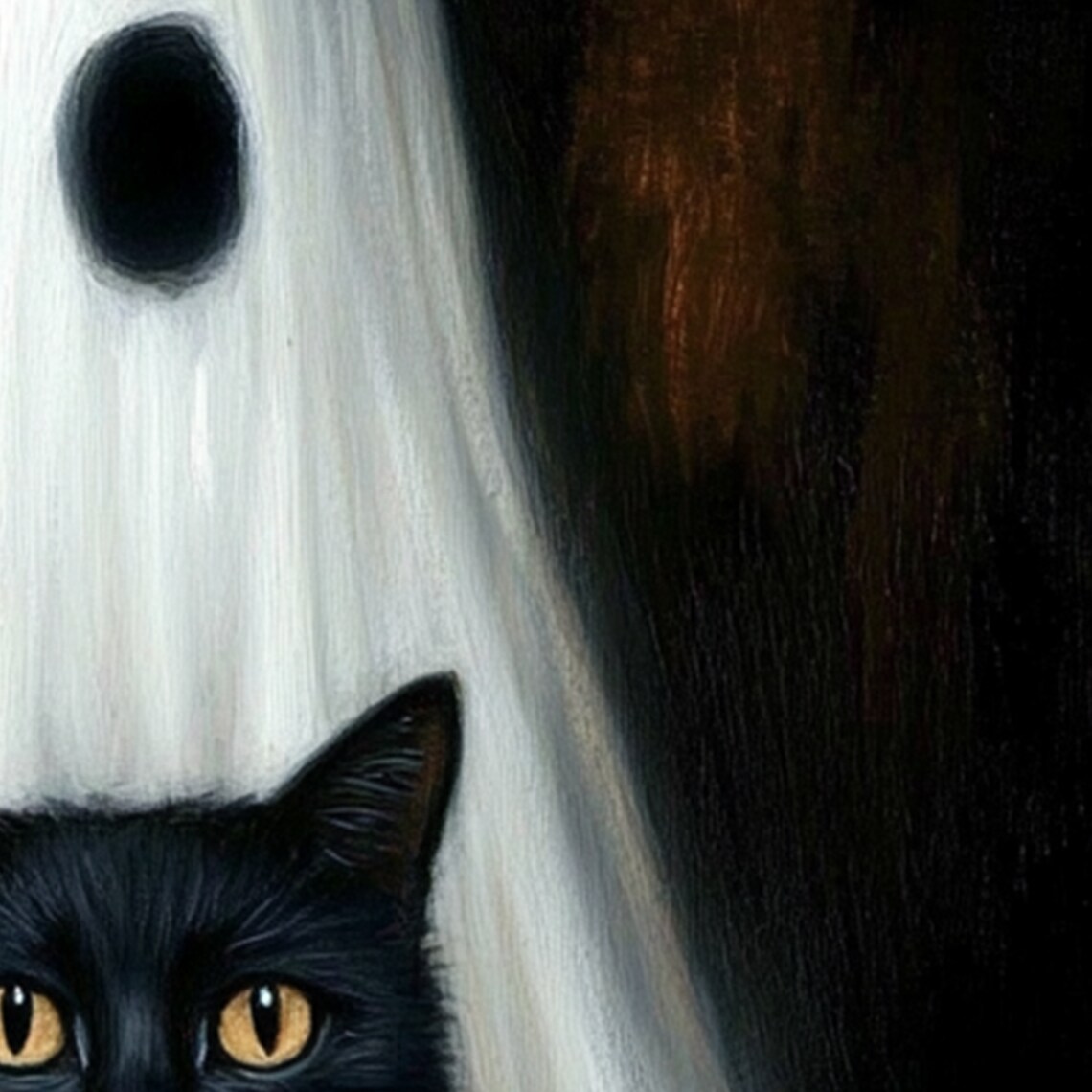 Ghost Holding Black Cat Poster, Vintage Gothic Art - Image 2