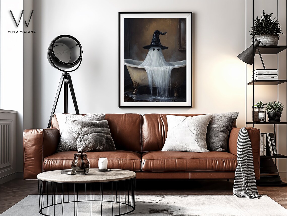 Vintage Gothic Ghost In The Bathtub, Halloween Poster - Image 3