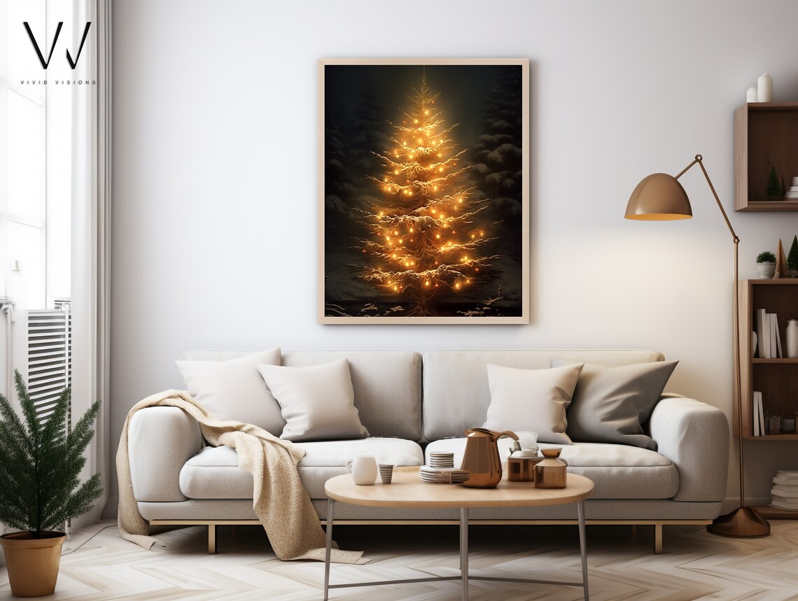 Vintage Christmas Tree Painting, Rustic Holiday Art Print - Image 4