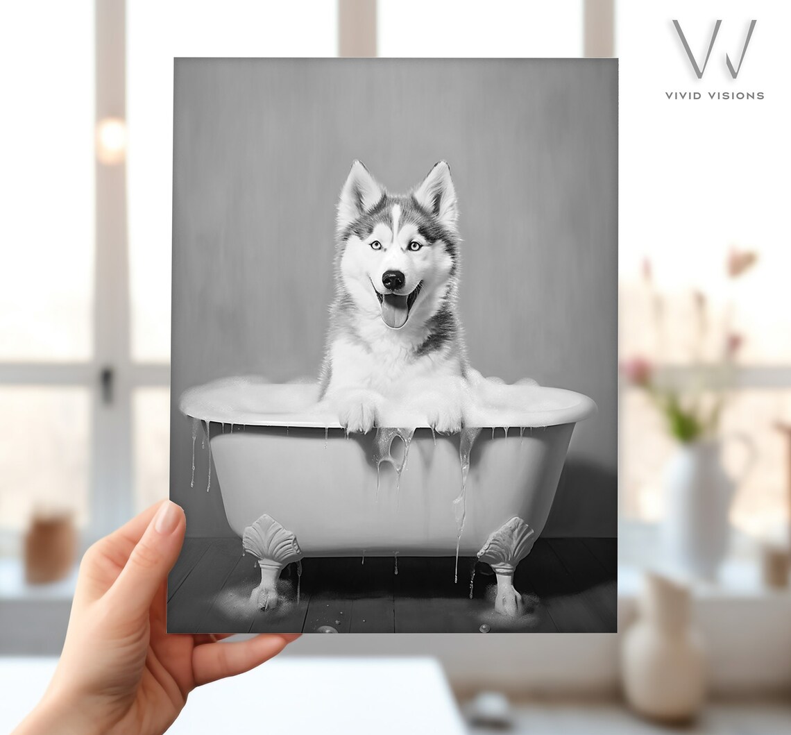 Siberian Husky Dog Vintage Bath Style Art Print - Image 4