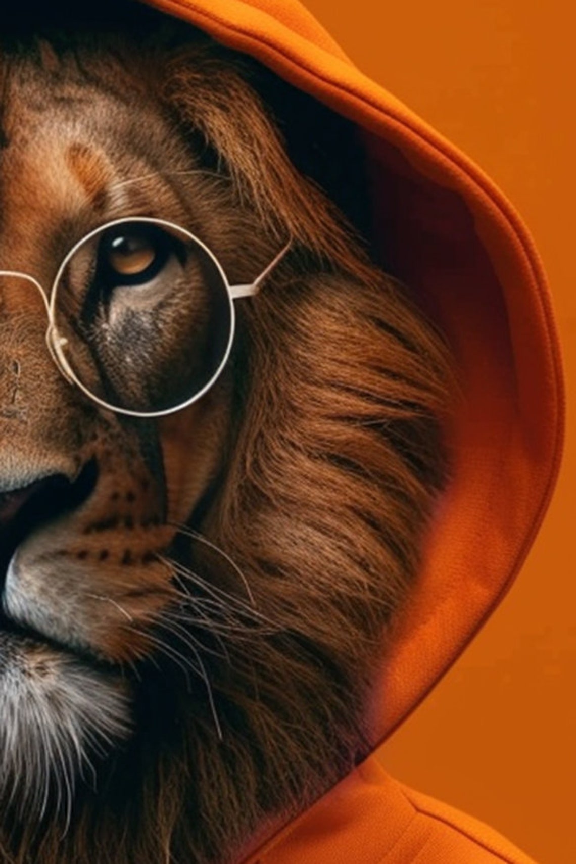 Modern Lion Portrait Stylish Animal Art In Suit Cool Lion In Orange Hoodie Contemporary Wall Art Vintage Poster Unframed Art1351 - Image 2