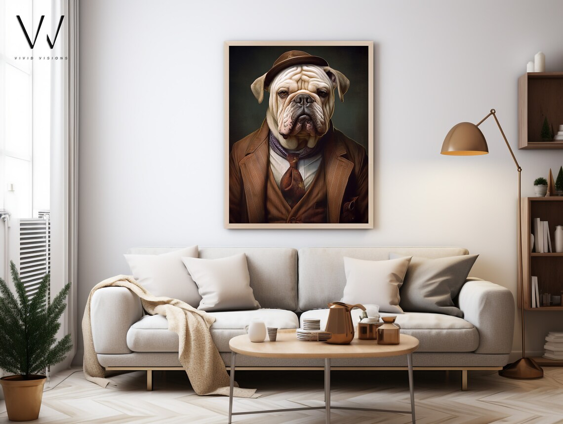 English Bulldog Bowler Hat Suit Victorian Gentleman Portrait Print - Image 3
