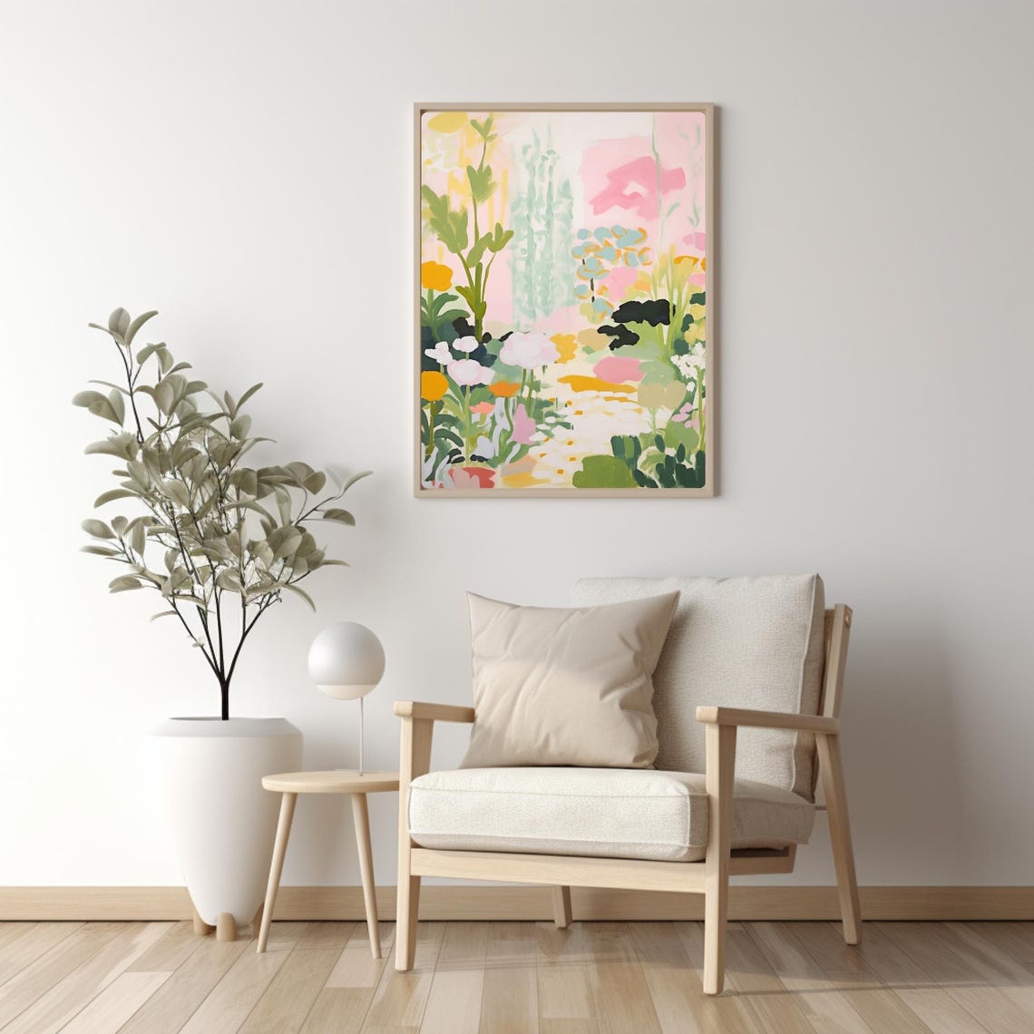 Modern Abstract Floral Watercolor Pastel Bloom Garden Art Poster - Image 4