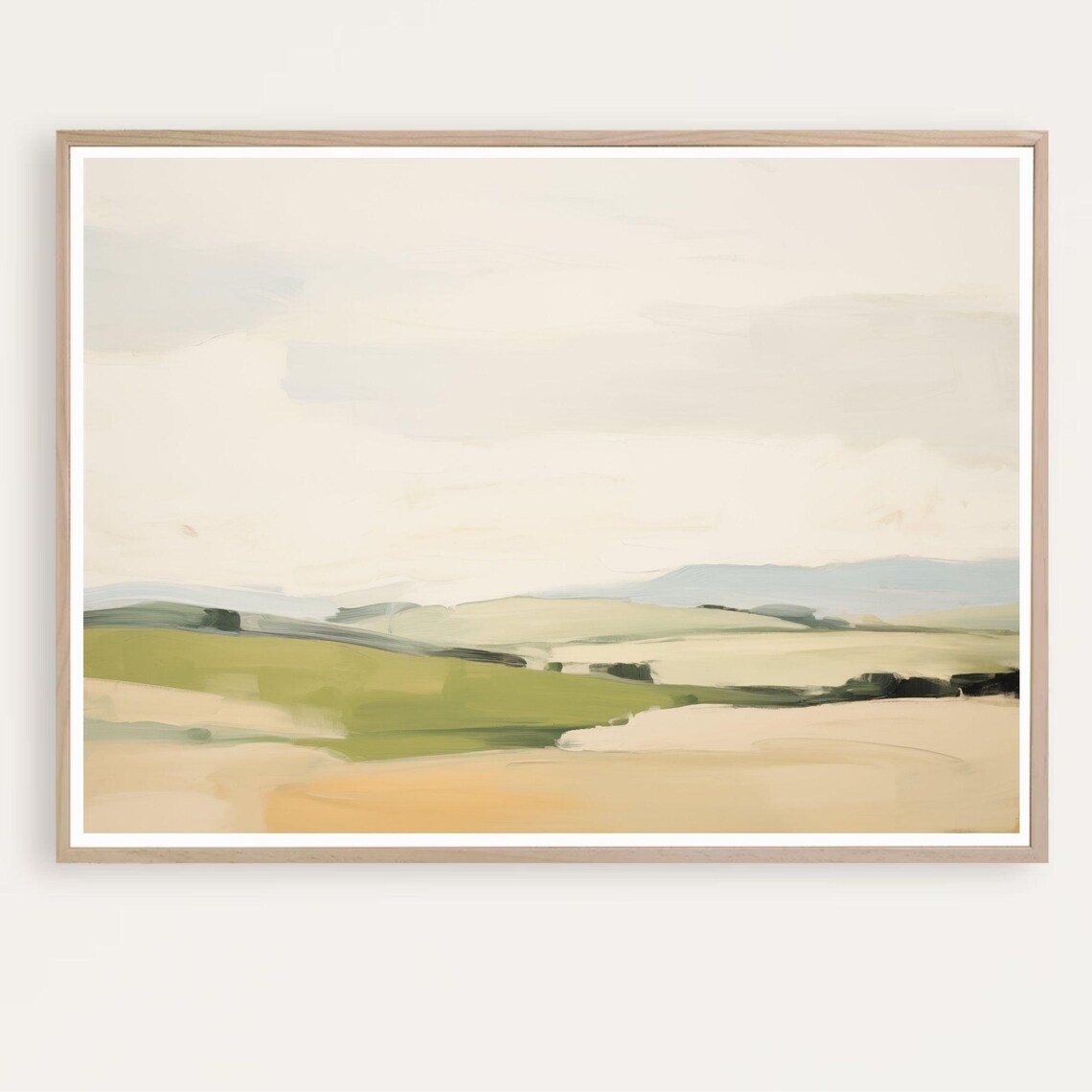 Minimalist Calm Green Landscape Painting Serene Fields Horizon Poster