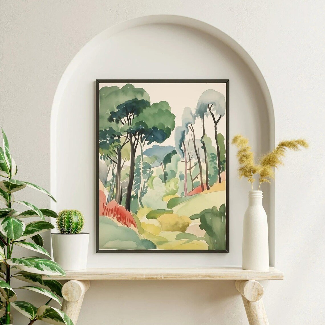 Australian Trees Watercolor Landscape Abstract Green Forest Print - Image 4
